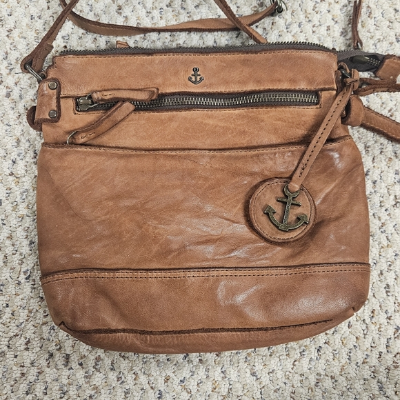 Harbour 2nd Crossbody Bag Anchor Love in Cognac Travel Purse Leather Medium - Picture 4 of 9
